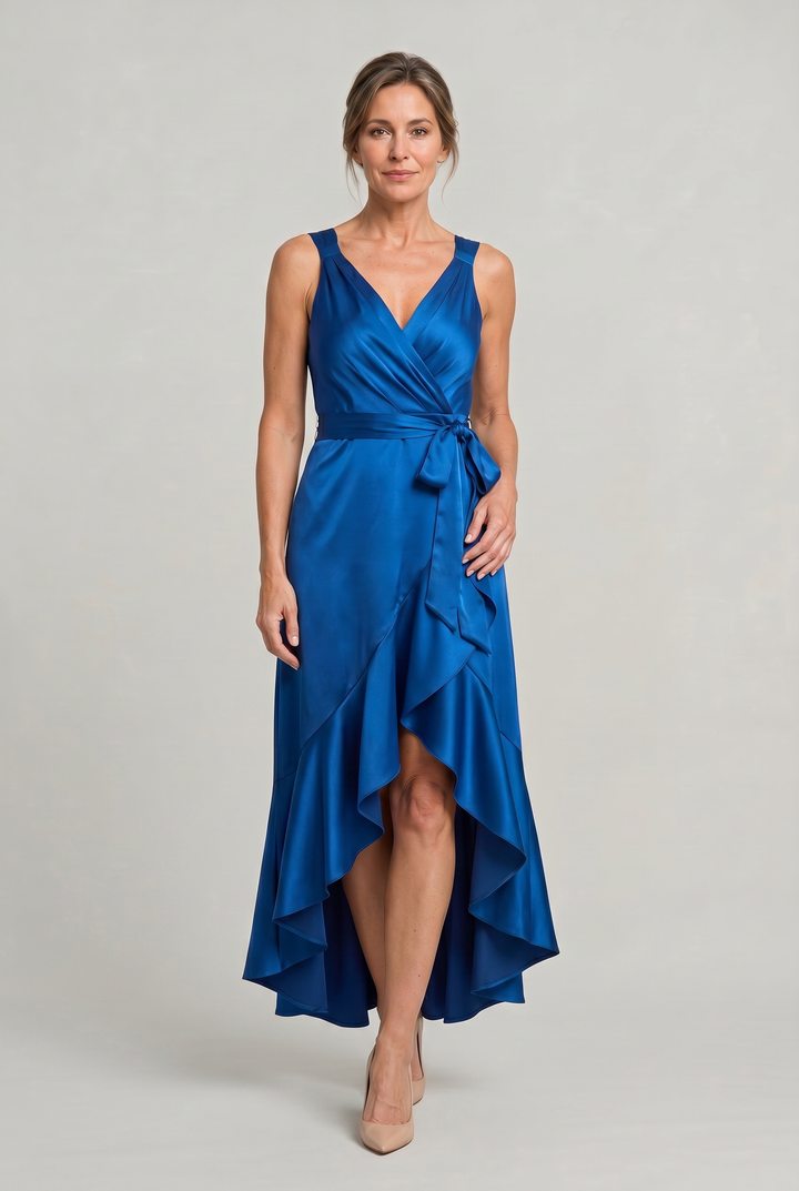 Frankie | Timeless Wrap V-Neck High-Low Cocktail Dress