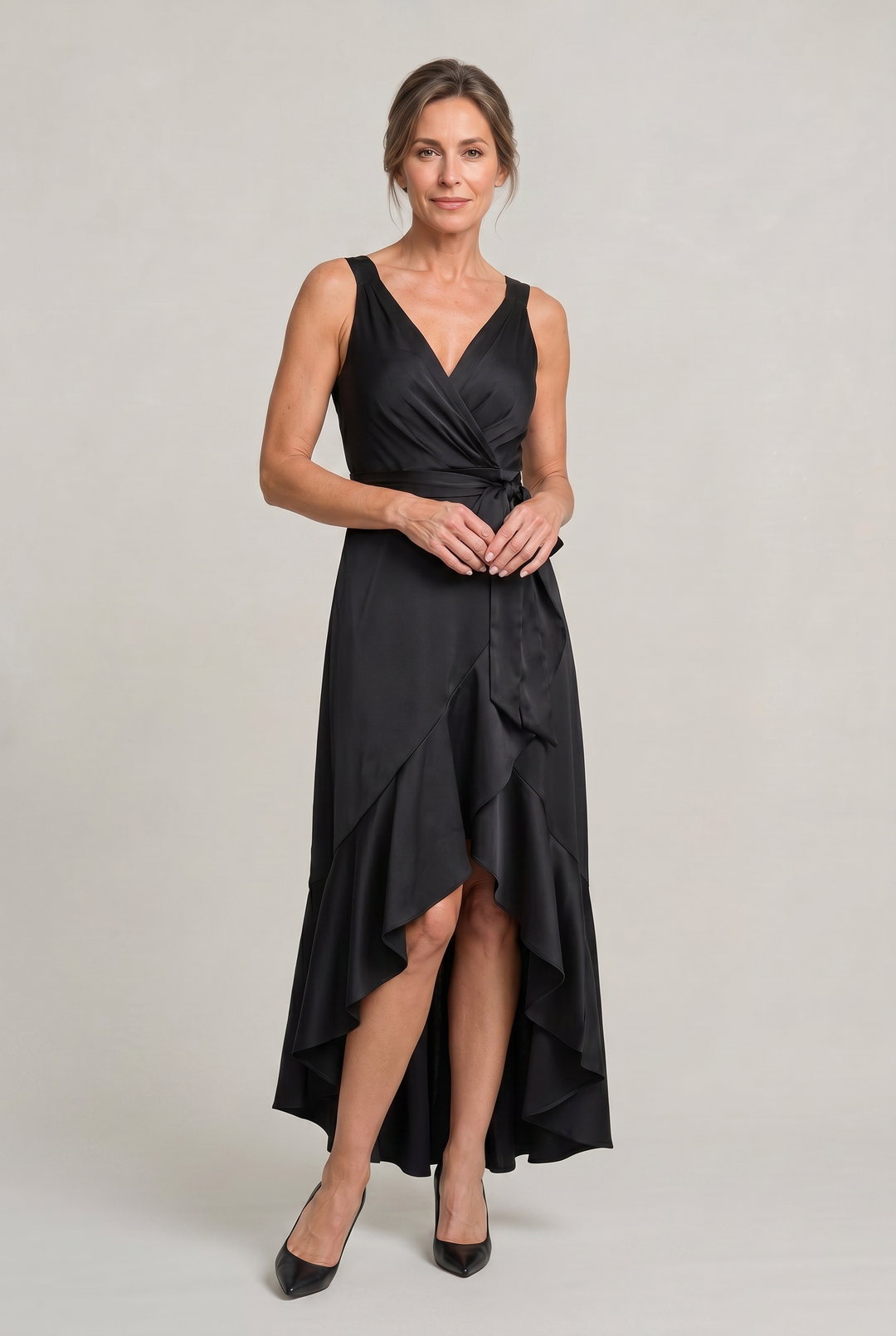 Frankie | Timeless Wrap V-Neck High-Low Cocktail Dress