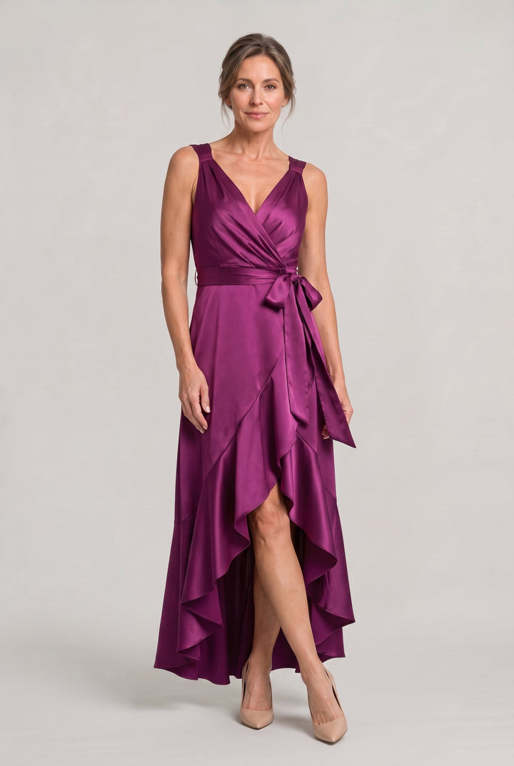 Frankie | Timeless Wrap V-Neck High-Low Cocktail Dress