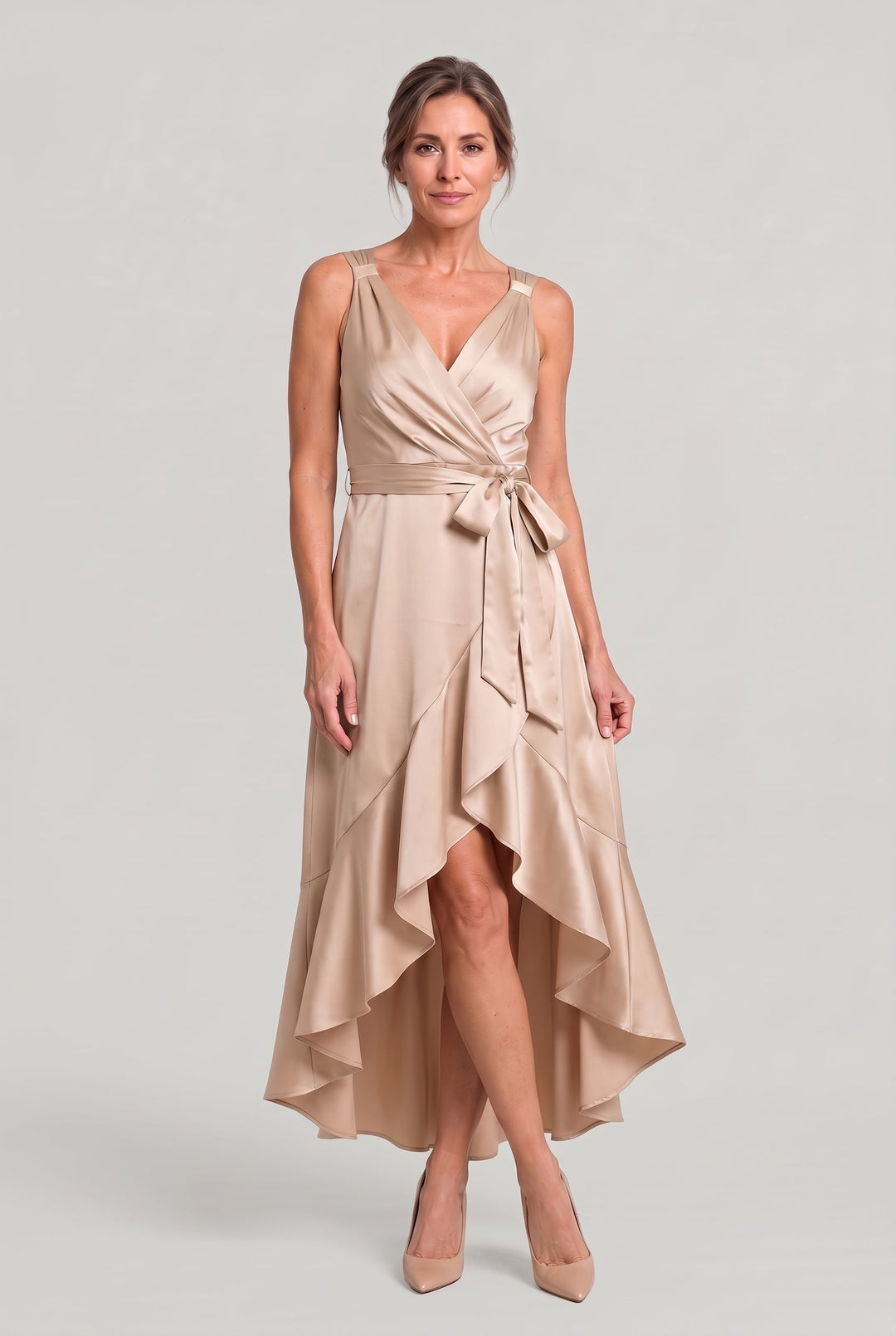 Frankie | Timeless Wrap V-Neck High-Low Cocktail Dress