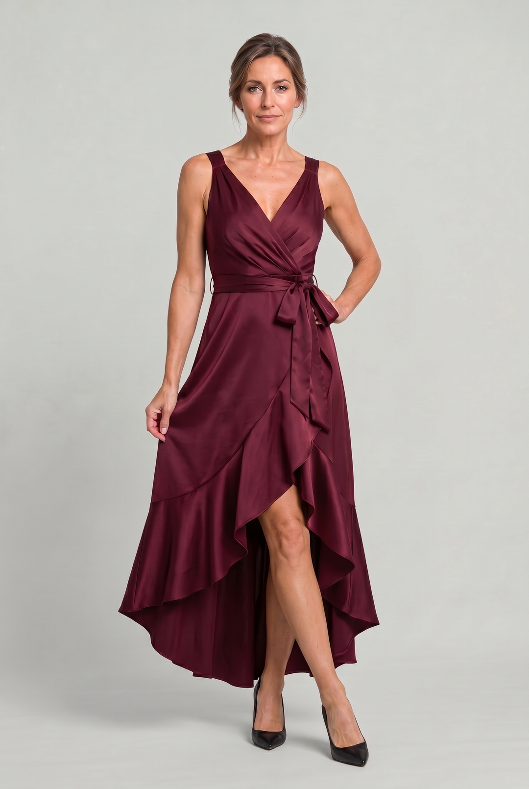 Frankie | Timeless Wrap V-Neck High-Low Cocktail Dress