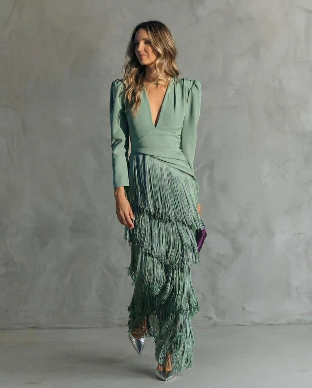 Freya | Chic Tiered Fringe Maxi Race Dress