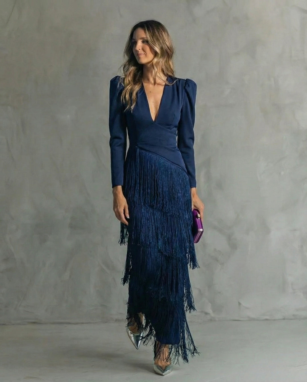 Freya | Chic Tiered Fringe Maxi Race Dress
