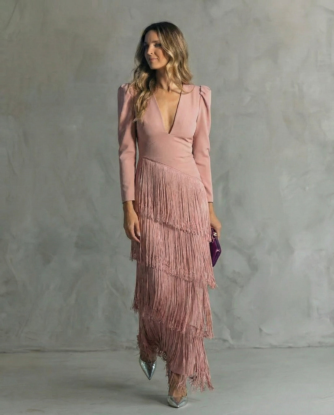 Freya | Chic Tiered Fringe Maxi Race Dress