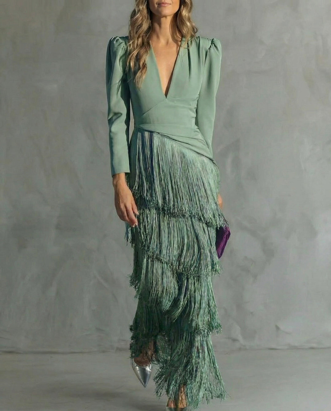 Freya | Chic Tiered Fringe Maxi Race Dress