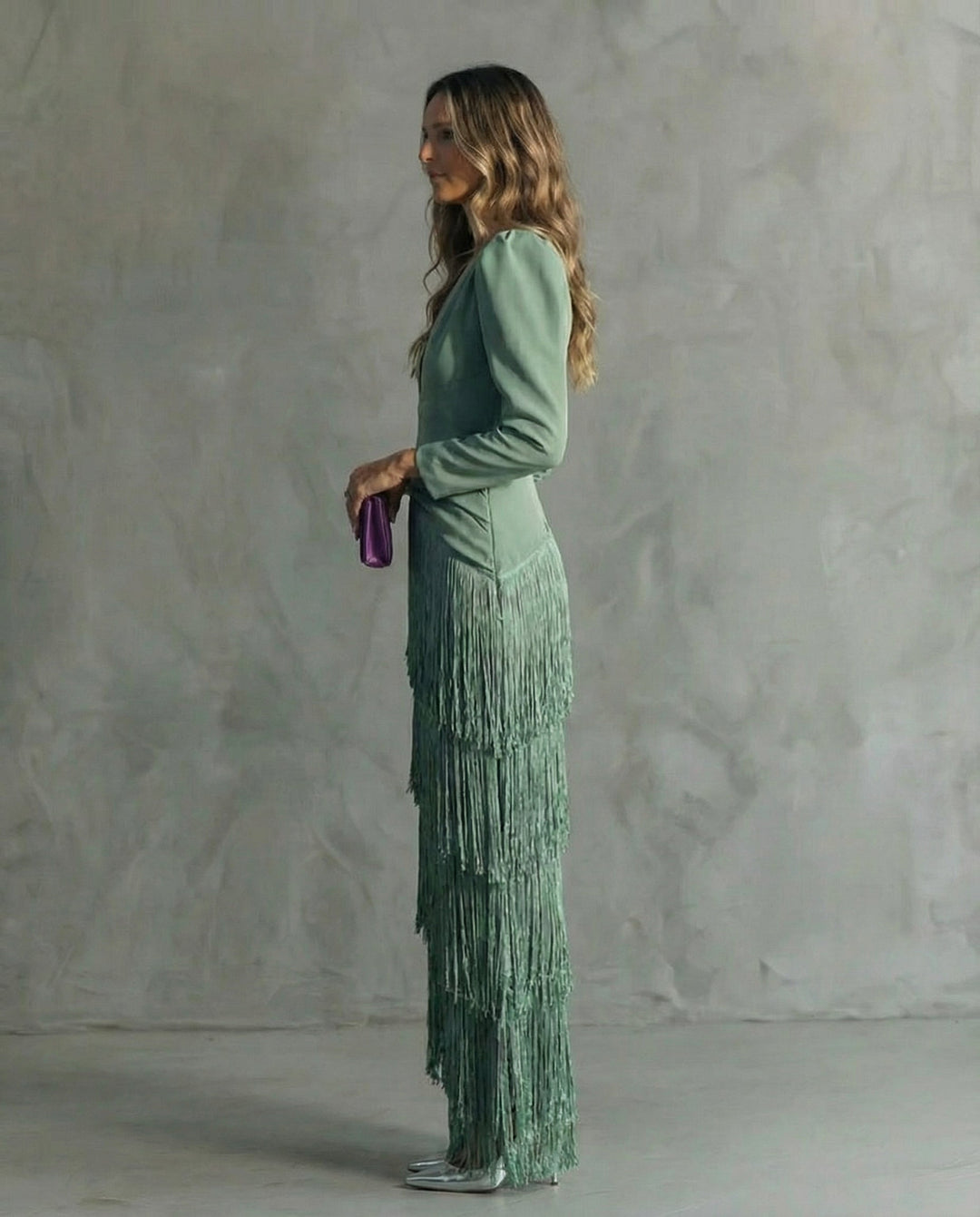 Freya | Chic Tiered Fringe Maxi Race Dress