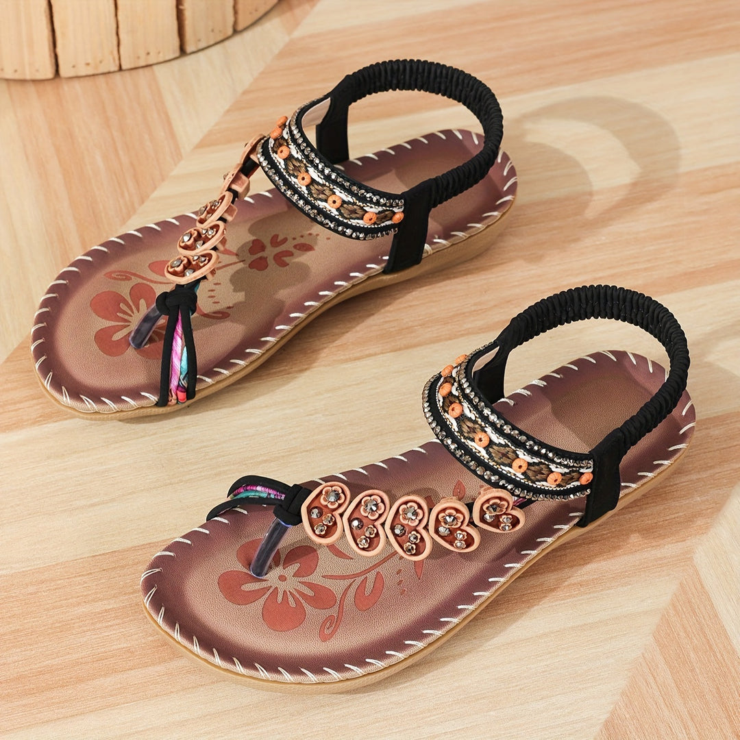 Freya | Cosy Beaded Boho Flat Sandals