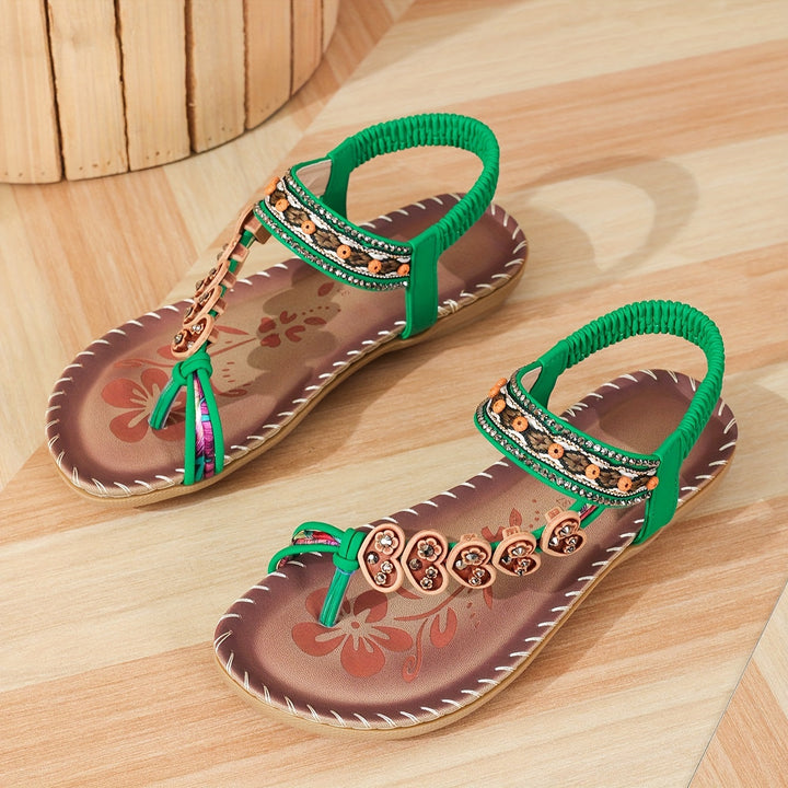 Freya | Cosy Beaded Boho Flat Sandals