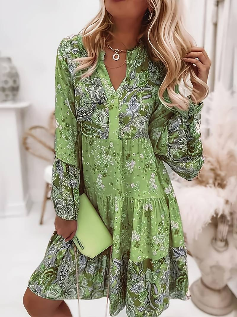 Freya | Sophisticated Tiered Floral Midi Dress