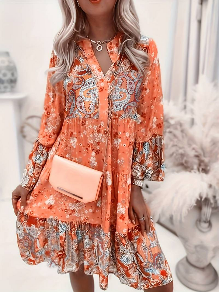 Freya | Sophisticated Tiered Floral Midi Dress