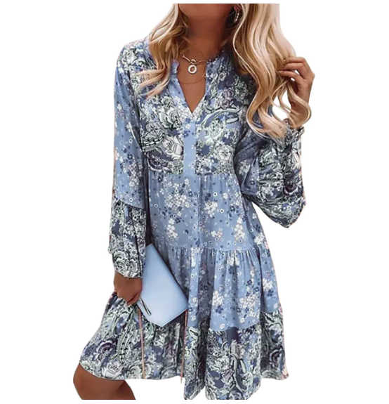 Freya | Sophisticated Tiered Floral Midi Dress