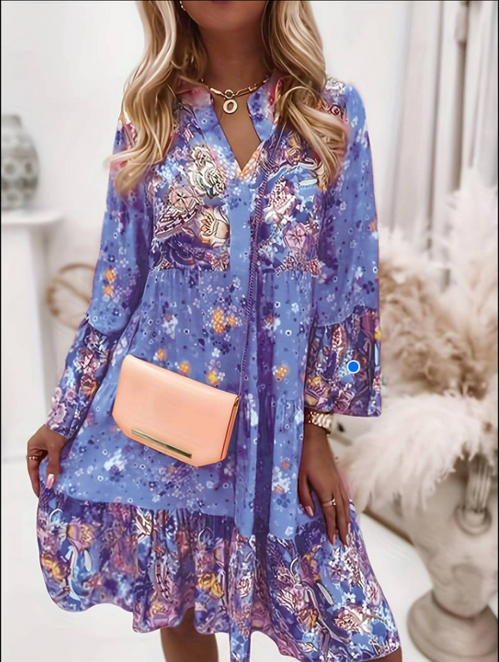 Freya | Sophisticated Tiered Floral Midi Dress