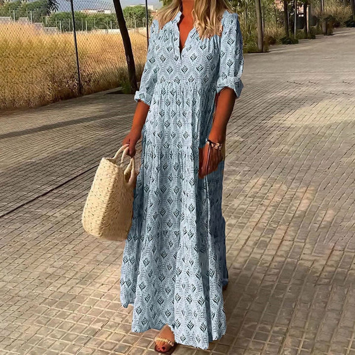 Freya | Timeless Boho Dress with Tiered V Neck Maxi Silhouette