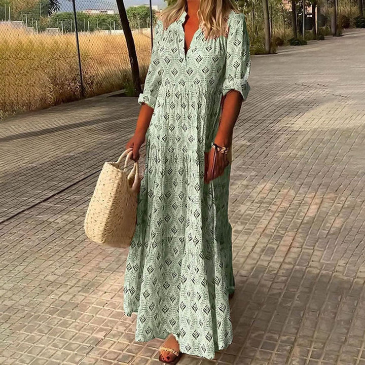 Freya | Timeless Boho Dress with Tiered V Neck Maxi Silhouette