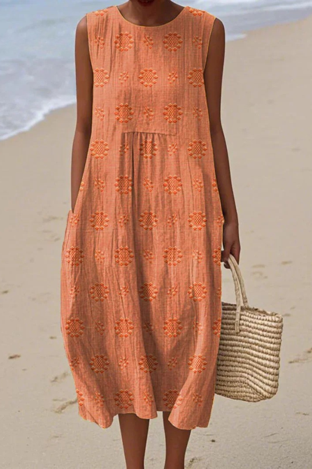 Freya | Timeless Embroidered Sleeveless Midi Summer Dress