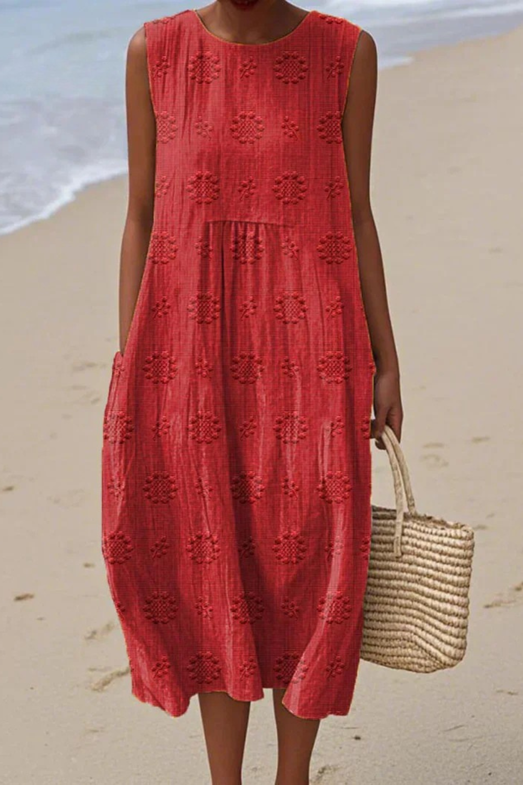Freya | Timeless Embroidered Sleeveless Midi Summer Dress