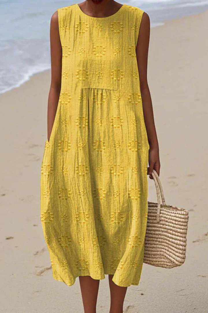 Freya | Timeless Embroidered Sleeveless Midi Summer Dress