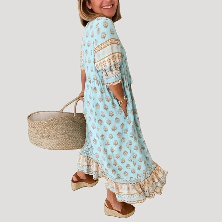Georgia | Chic Tasselled Boho V-Neck Midi Dress