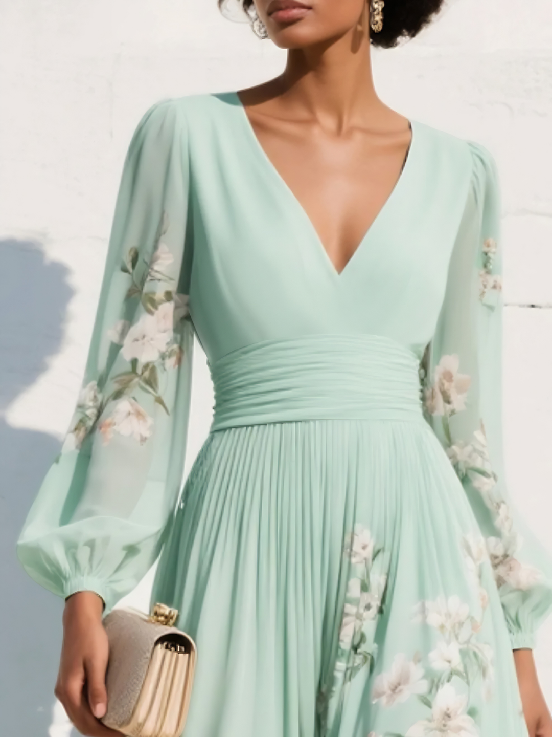 Georgia | Classic Floral Long Sleeve Midi Races Dress