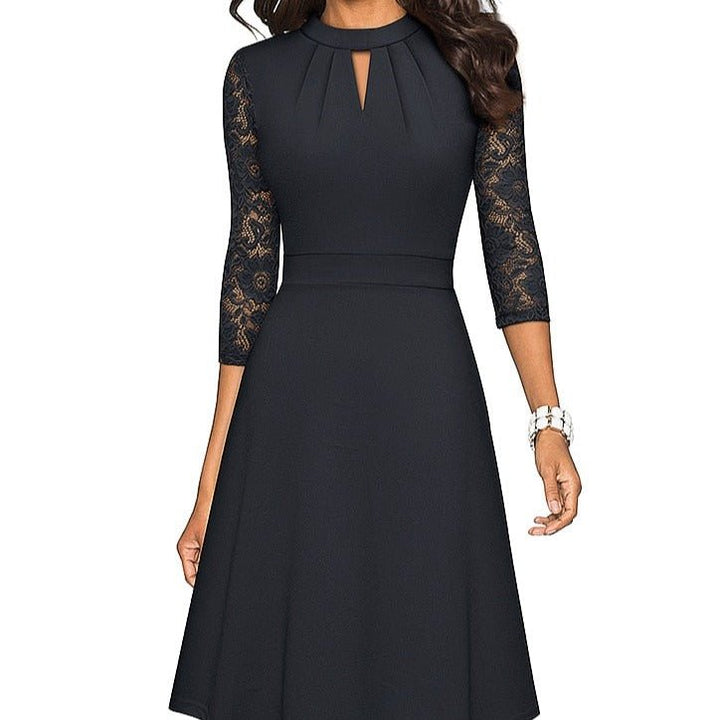 Georgia | Cosy Lace Sleeve A-Line Party Dress