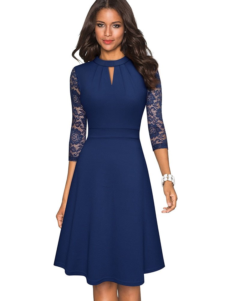 Georgia | Cosy Lace Sleeve A-Line Party Dress