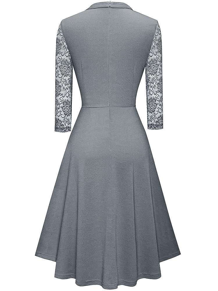 Georgia | Cosy Lace Sleeve A-Line Party Dress