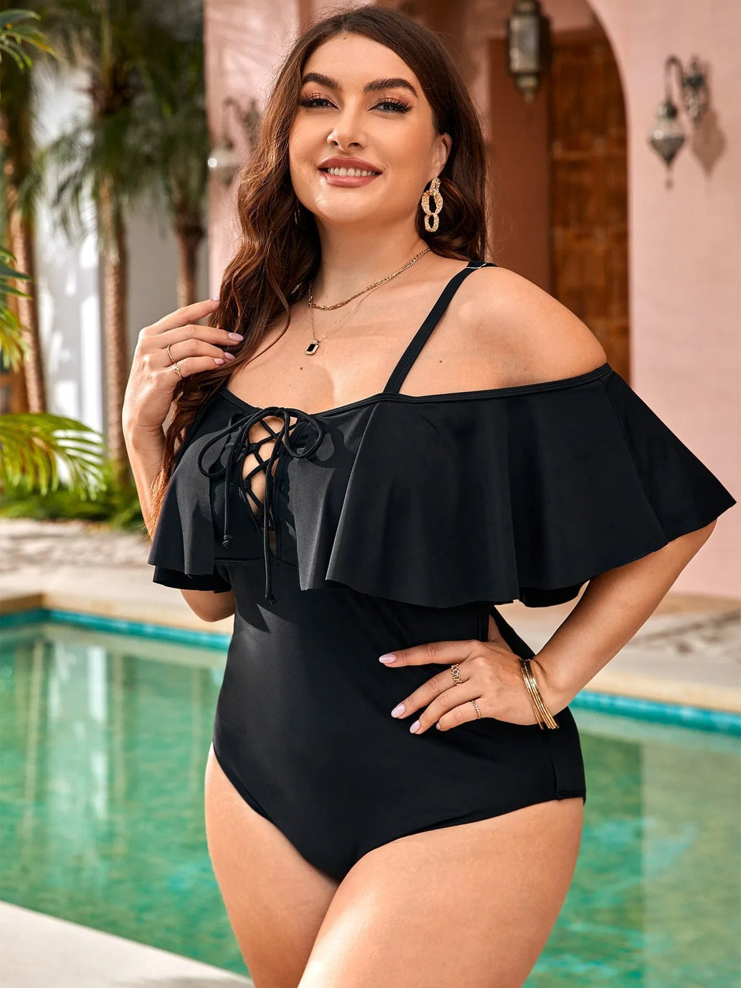 Georgia | Effortless Ruffle Lace-Up One Piece Swimsuit