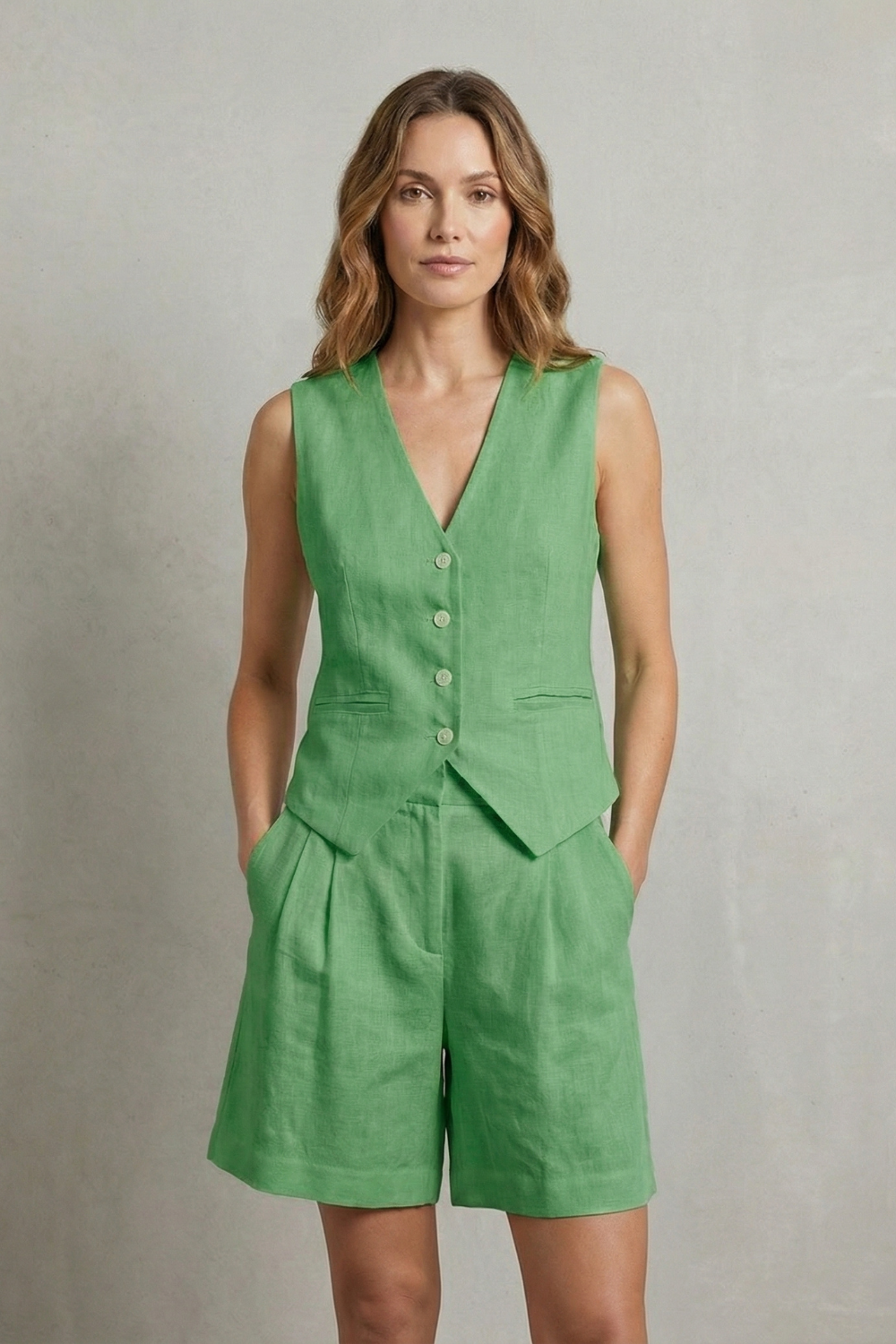 Georgia | Elegant Linen Shorts & Vest Co-ord Set