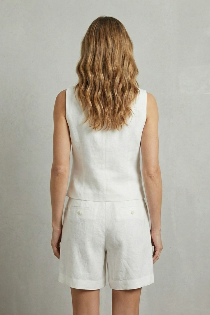 Georgia | Elegant Linen Shorts & Vest Co-ord Set