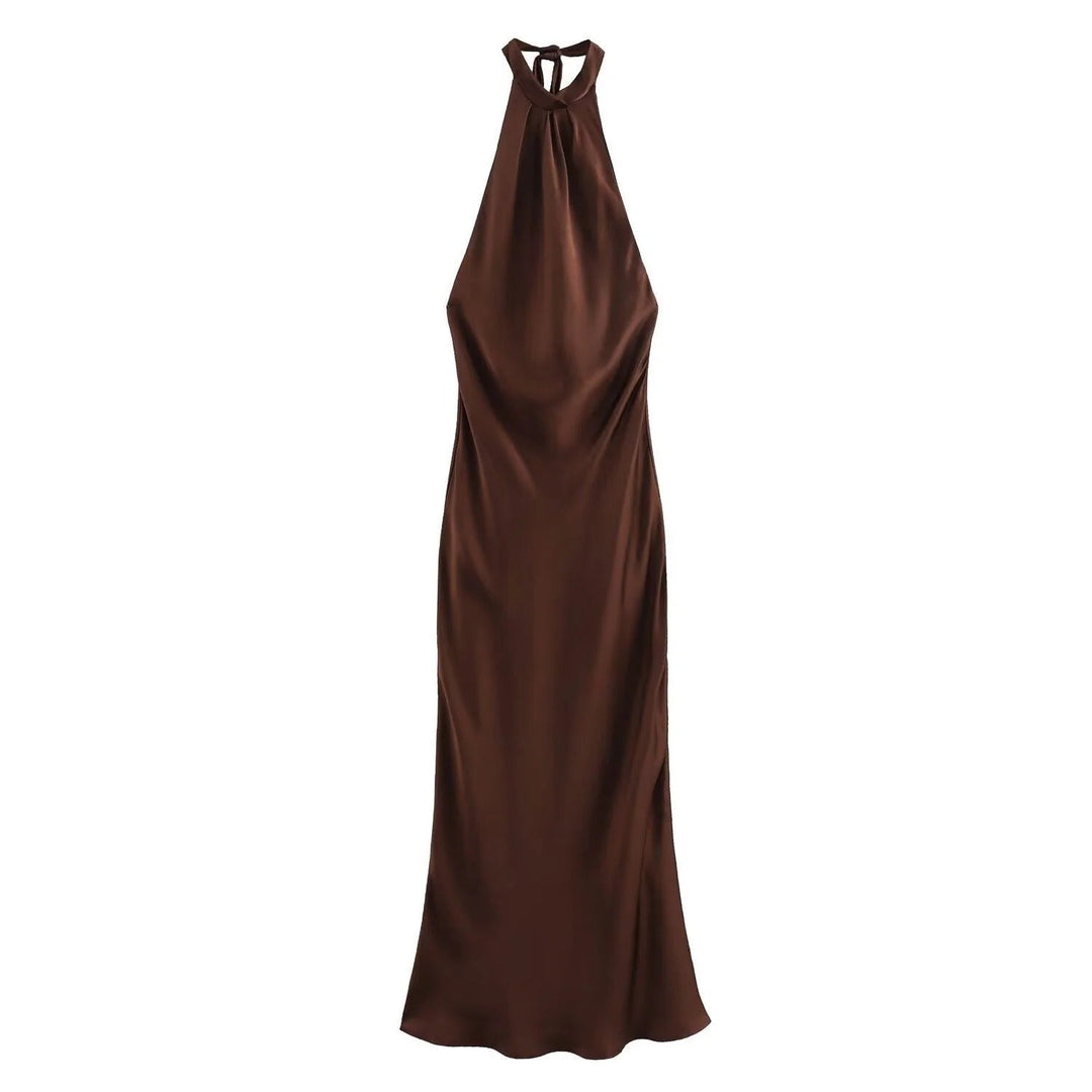 Georgia | Relaxed Lustrous Halterneck Cocktail Maxi Dress