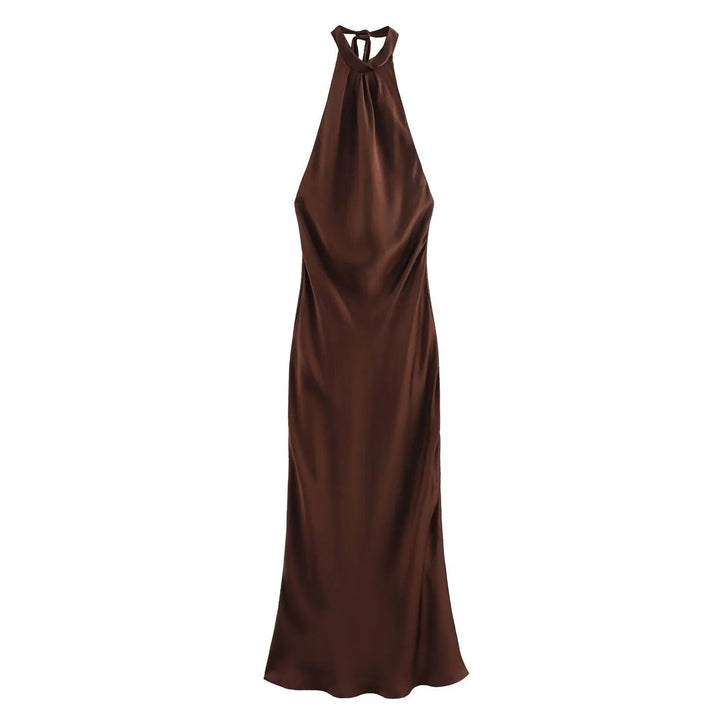 Georgia | Relaxed Lustrous Halterneck Cocktail Maxi Dress