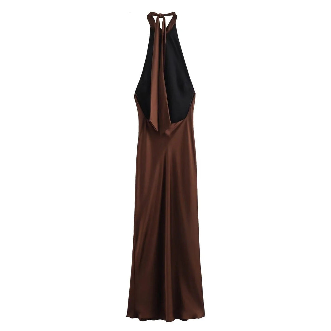 Georgia | Relaxed Lustrous Halterneck Cocktail Maxi Dress