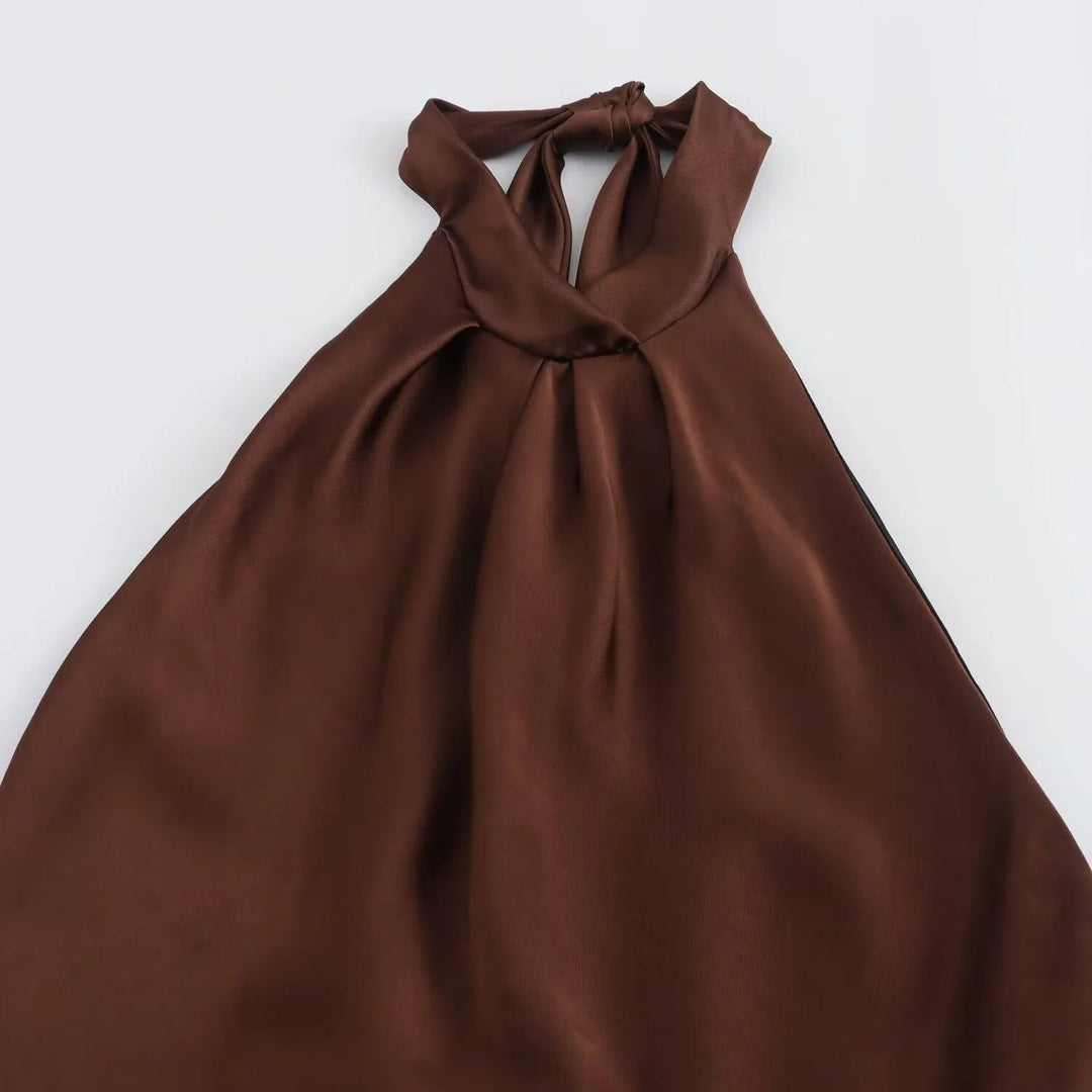 Georgia | Relaxed Lustrous Halterneck Cocktail Maxi Dress