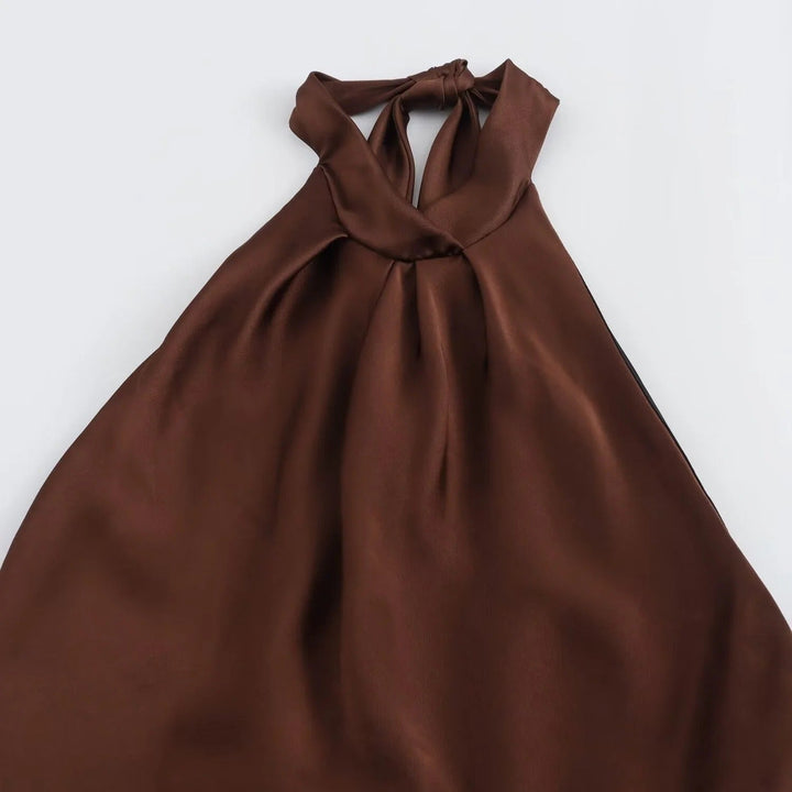 Georgia | Relaxed Lustrous Halterneck Cocktail Maxi Dress