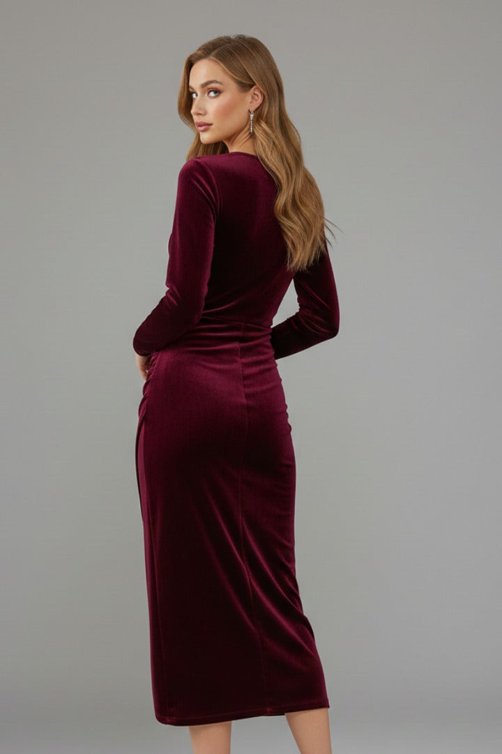 Georgia | Sophisticated Velvet Wrap Midi Cocktail Dress