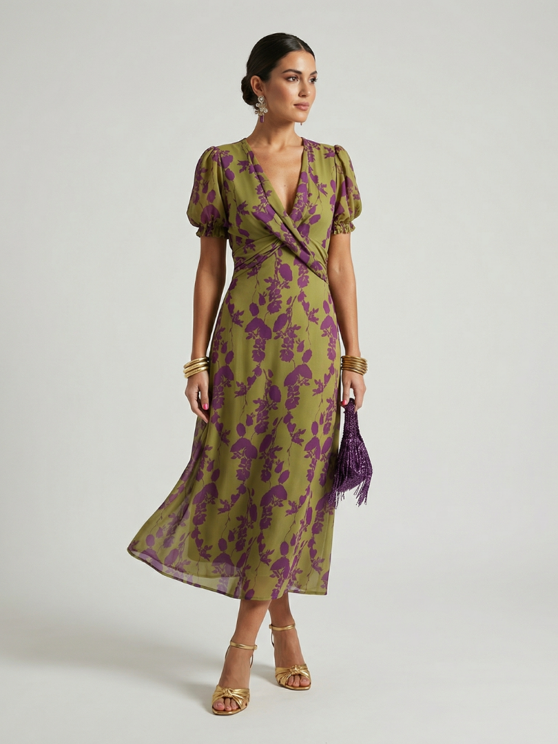 Georgia | Timeless Floral Wrap Midi Dress
