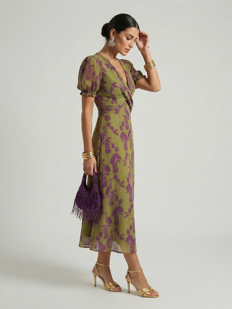 Georgia | Timeless Floral Wrap Midi Dress