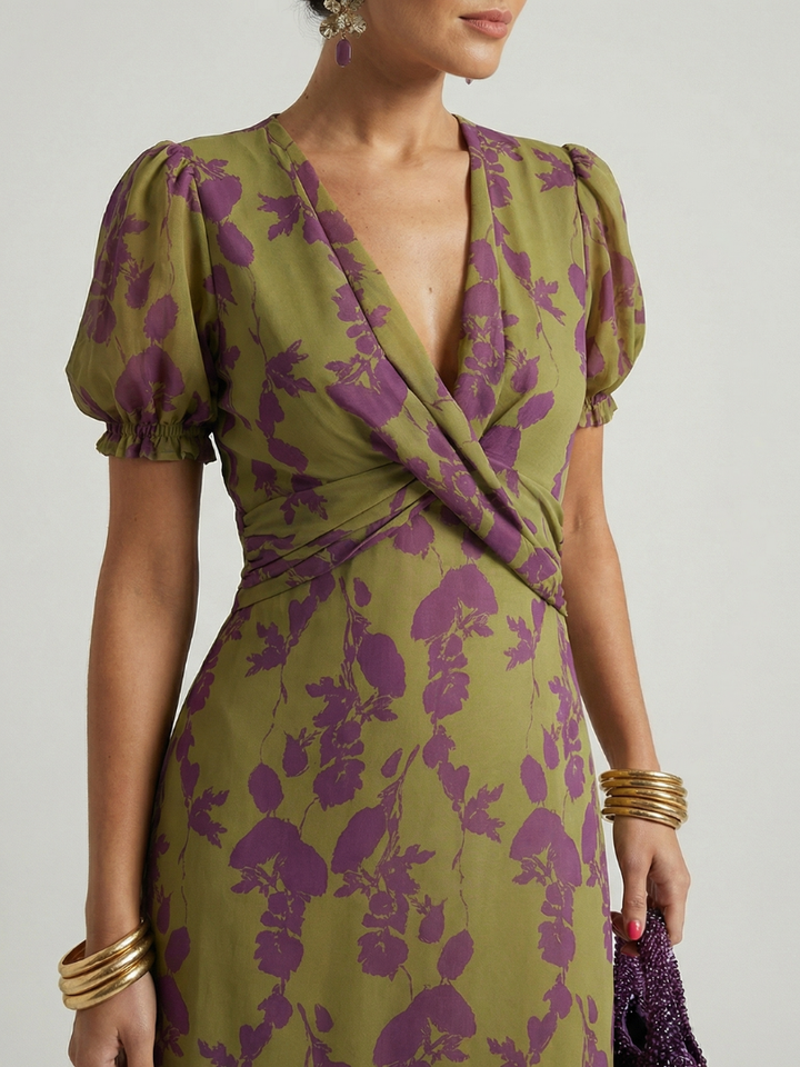 Georgia | Timeless Floral Wrap Midi Dress