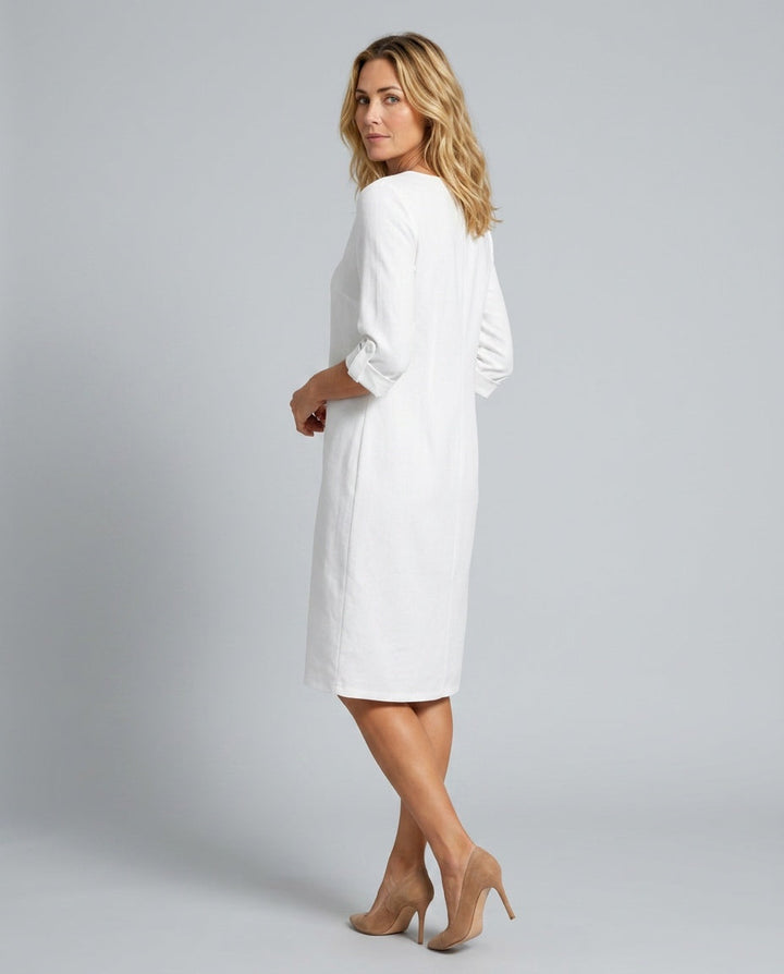 Georgia | V-Neck Knee Length Shift Linen Dress