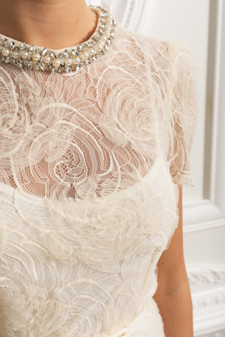 Grace | Classic Lace Belted Midi Races Dress