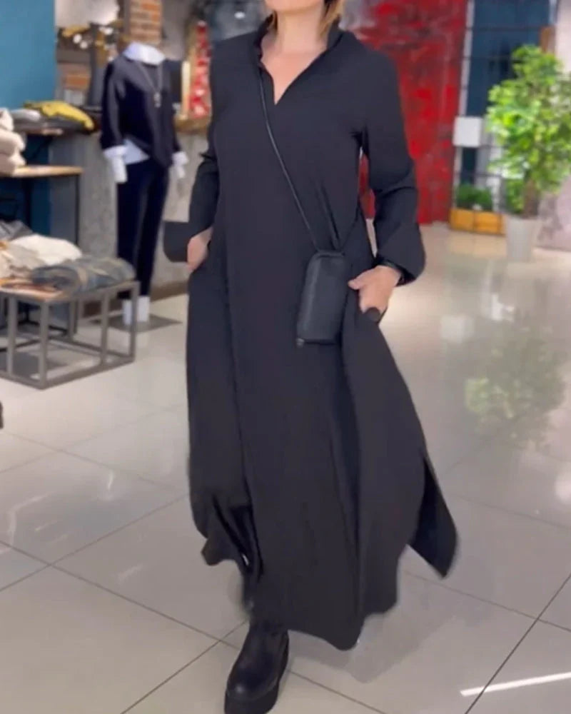 Grace | Elegant Wrap Neck Long Sleeve Maxi Race Dress