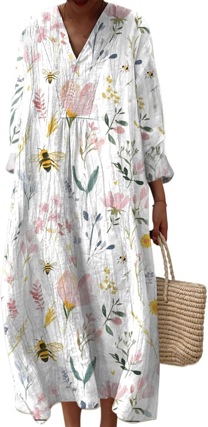 Grace | Floral V-Neck A-Line Midi Dress