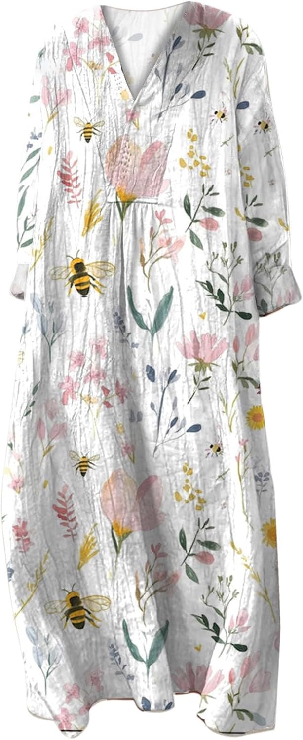 Grace | Floral V-Neck A-Line Midi Dress