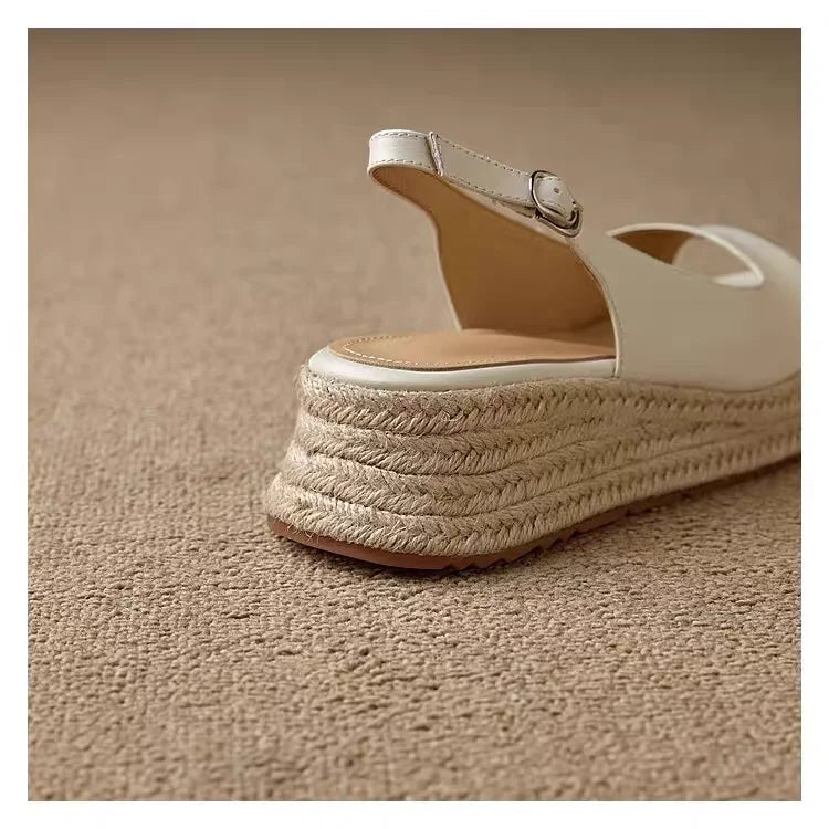 Grace | Open Toe Slingback Platform Espadrille Wedges