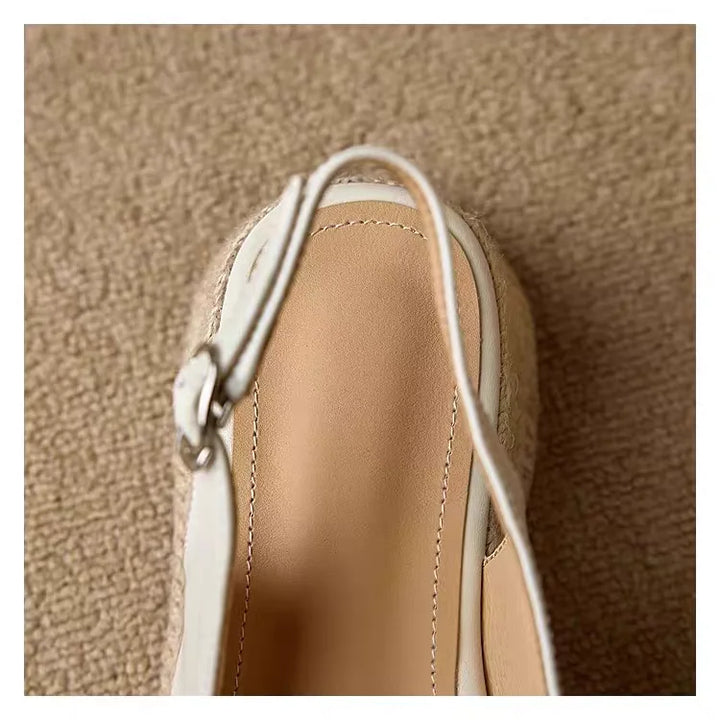 Grace | Open Toe Slingback Platform Espadrille Wedges