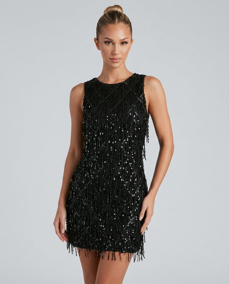 Grace | Polished Sequin Fringe Christmas Dress