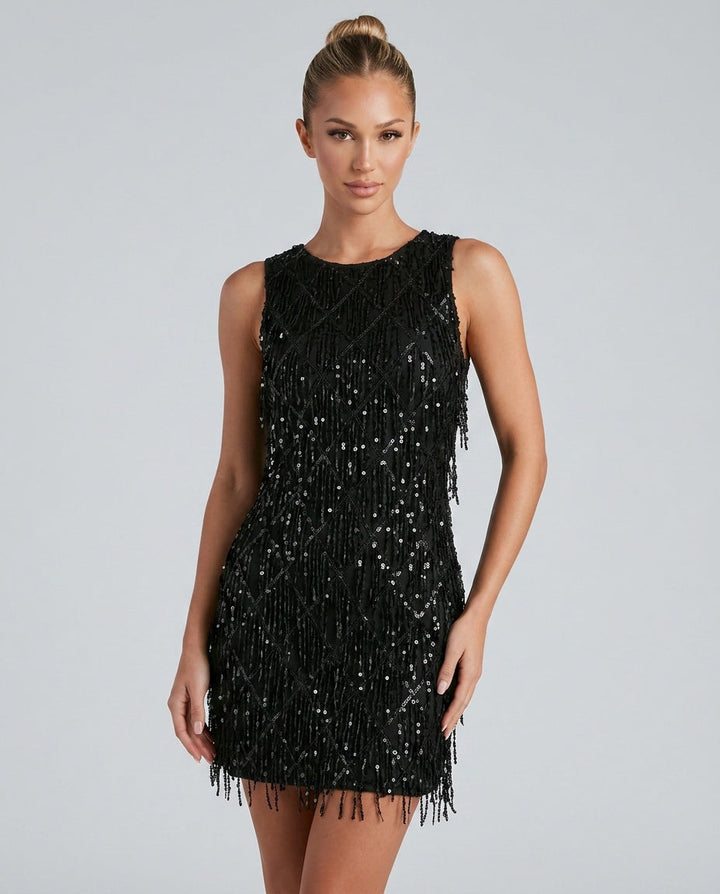 Grace | Polished Sequin Fringe Christmas Dress