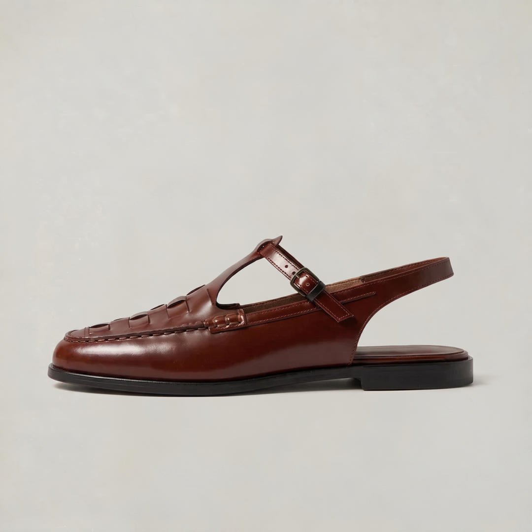 Grace | Woven Closed Toe Slingback Flat Sandals