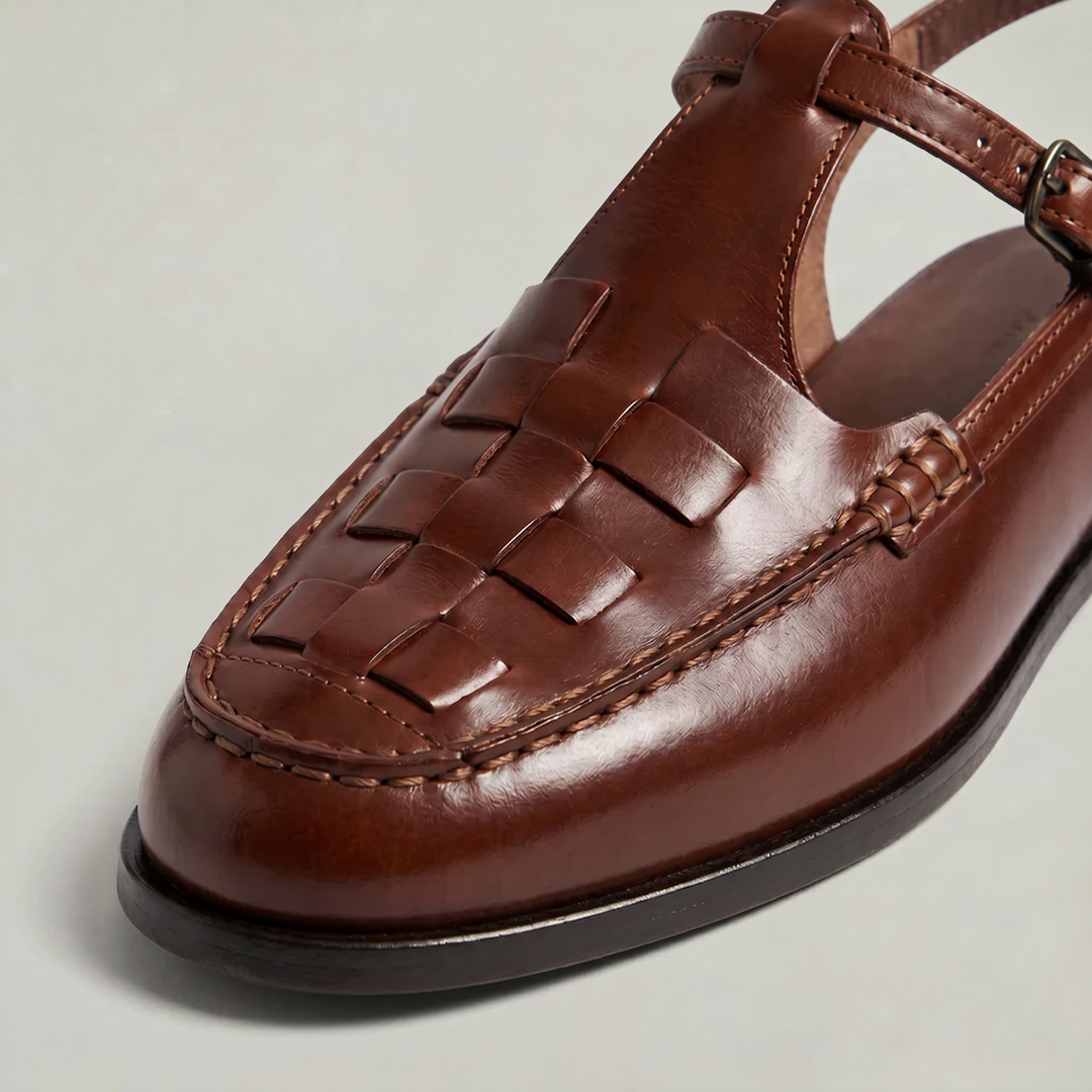 Grace | Woven Closed Toe Slingback Flat Sandals