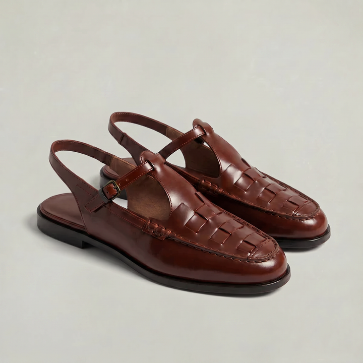 Grace | Woven Closed Toe Slingback Flat Sandals